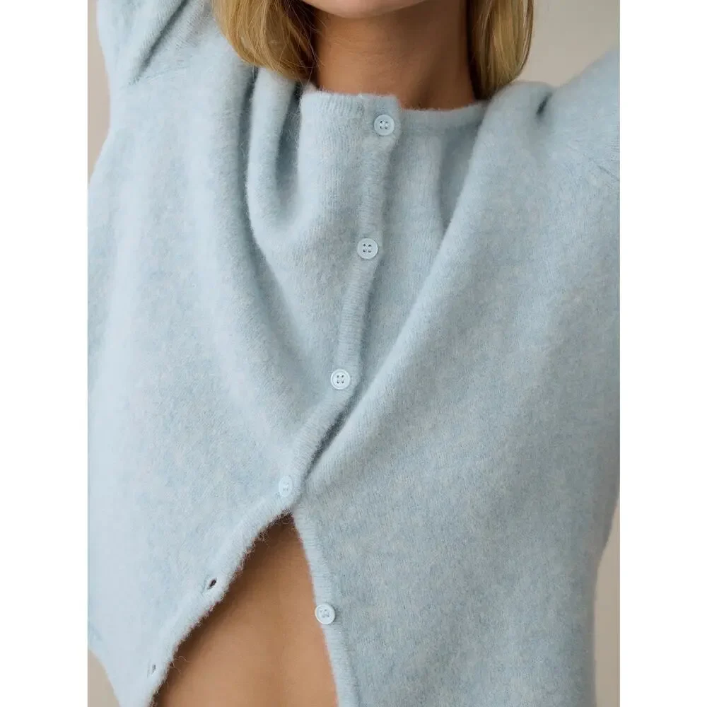 New NWT CAARA Marielle light blue wool Cardigan $172 Sz XS